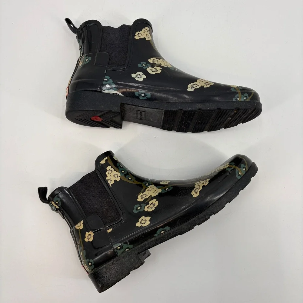 Hunter‎ Ankle Rain Boots Refined Blossom Print Size 11
